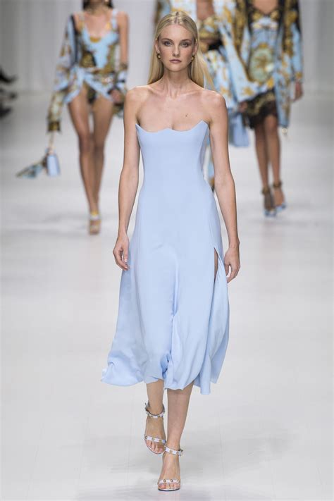 versace long blue dress|versace strapless dress.